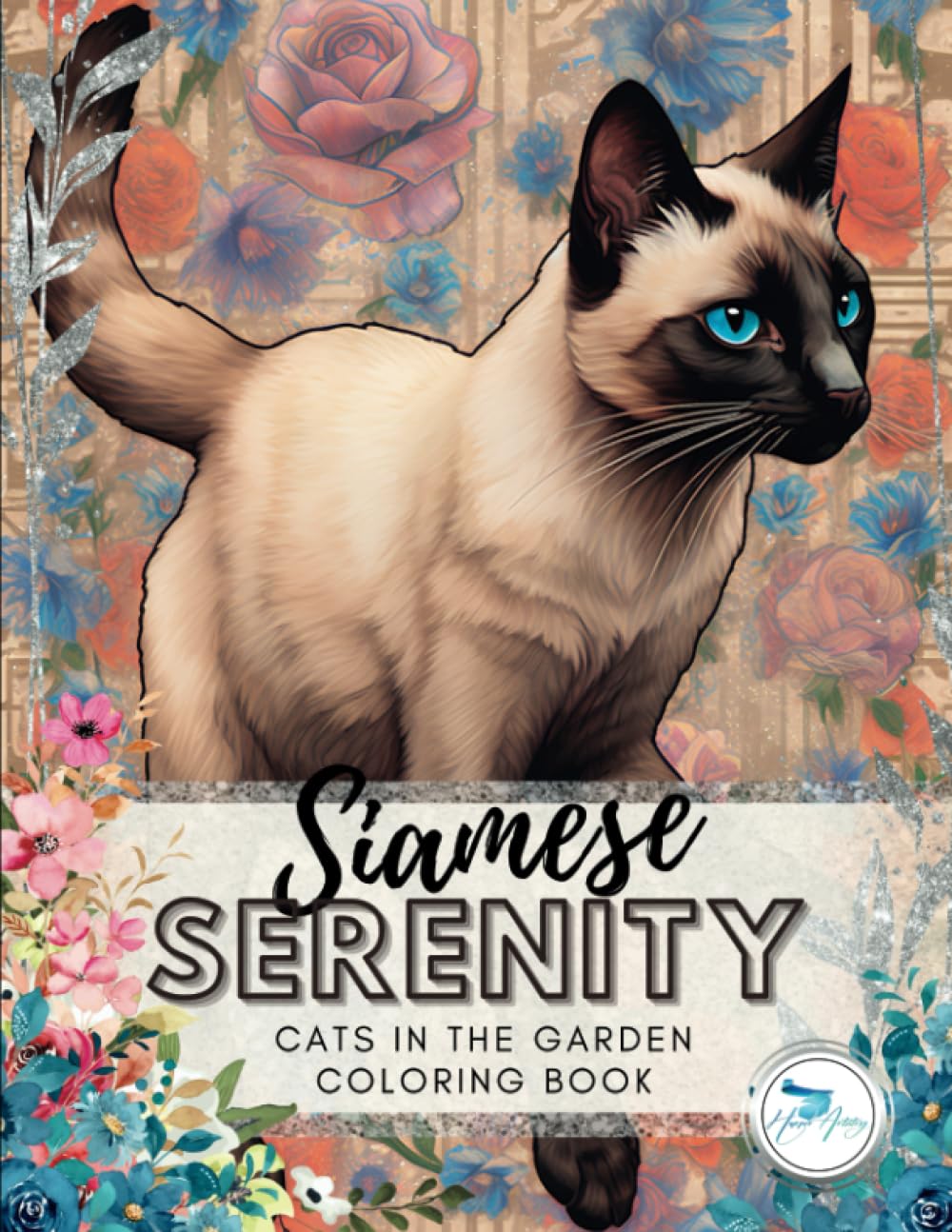 Siamese Serenity Cat Coloring Book: Stress-Relieving Adult Coloring Adventure with Detailed Siamese Cats & Intricate Floral Designs