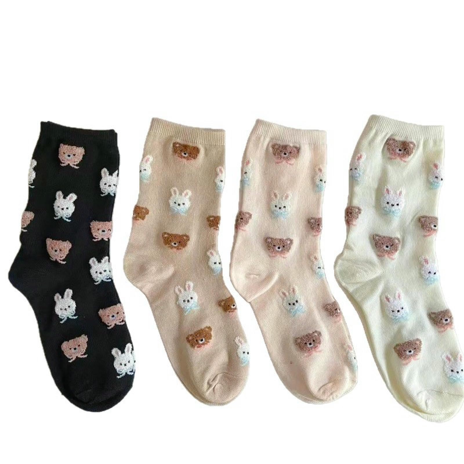 Calcetines de invierno para mujer flocados a media pantorrilla en paquete mixto de 4 pares cómodos