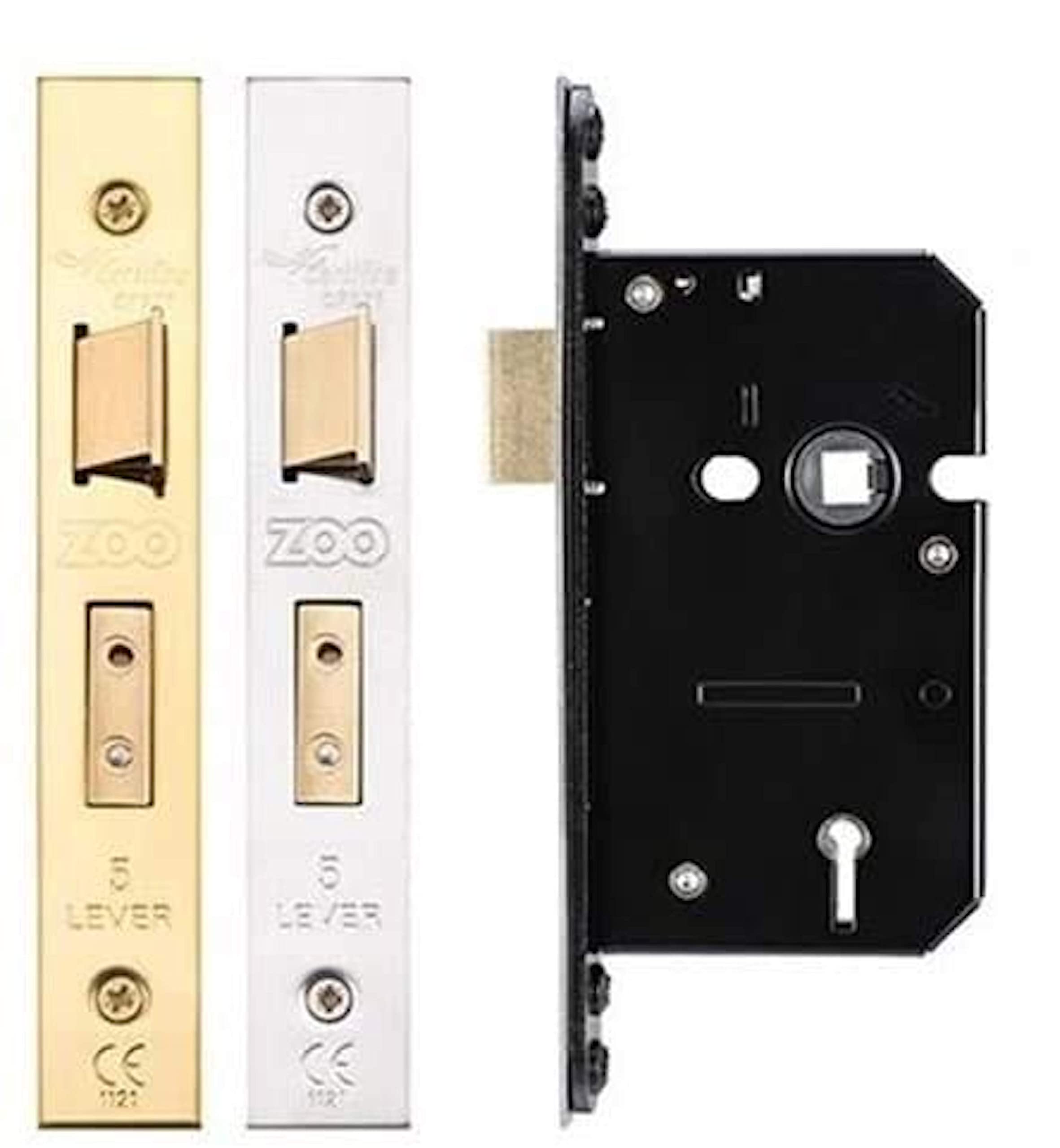 Zoo Hardware 5 Lever Mortice Door Fire Rated Sash Lock (Keyed Alike/Differ) 2 ½" (64mm) Keyed Alike Stainless Steel