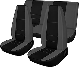Black&Grey Custom-Fit Seat Covers Replace for 1987-1996 Jeep Wrangler YJ Accessories Knitted Fabric Front & Rear Seat Cove...