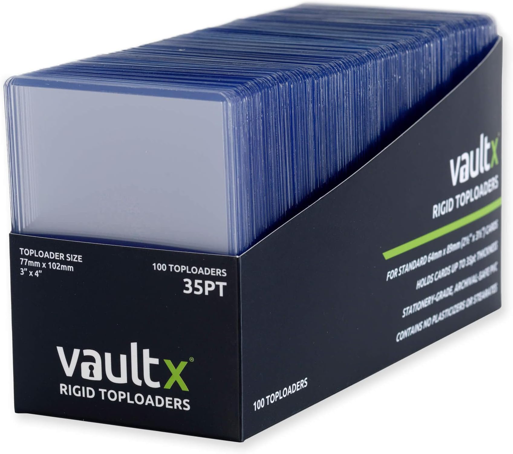 Vault X Toploaders 35pt, Trading Cards, Premium Extra Thick, 3" x 4" Seamless Rigid Card Holders, Hard Sleeves, Clear Protection for Collectible Card Games, Sports, TCG (100 Pack)