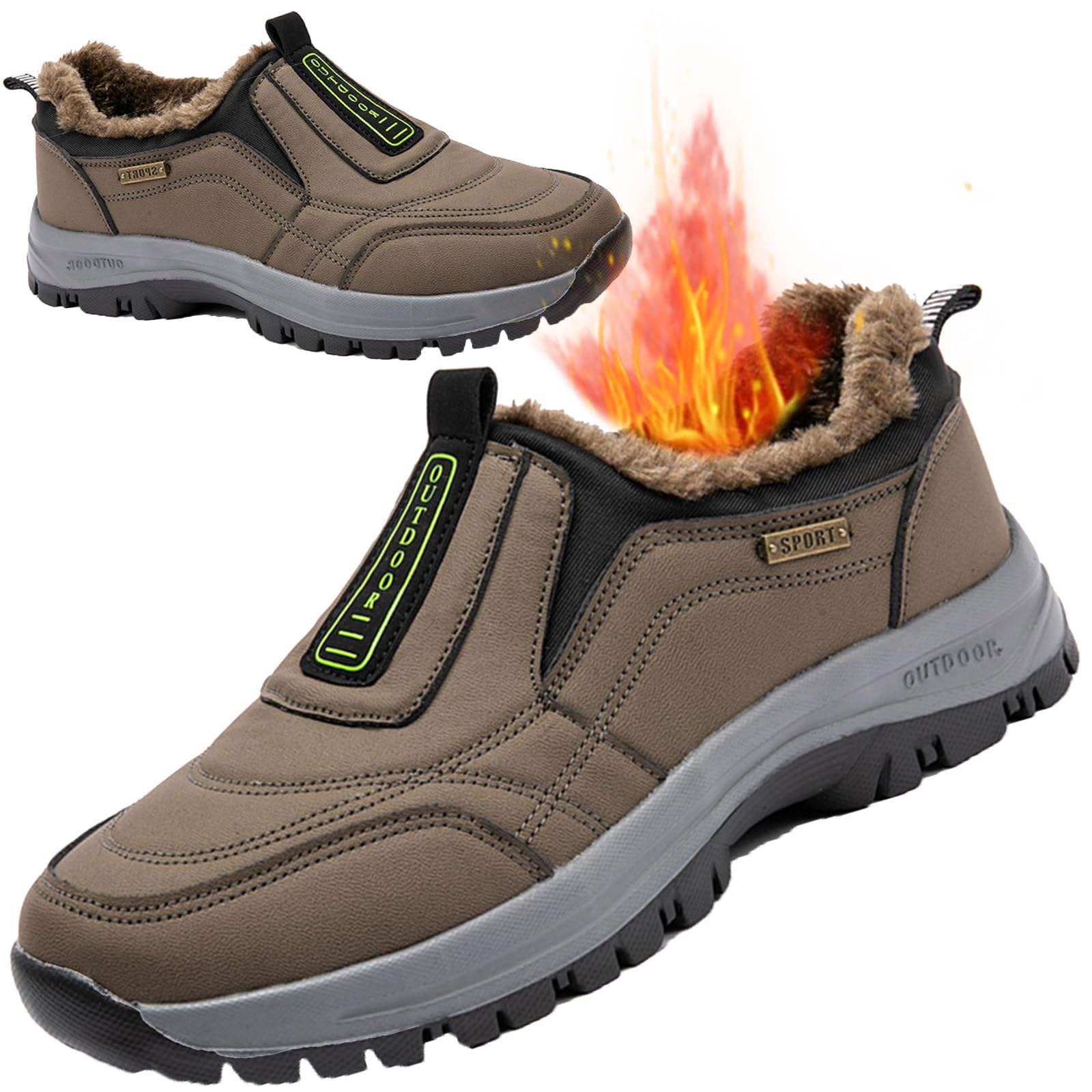 Mocassini Invernali Caldo Peluche Scarpe Basculanti Senza Lacci Sneakers Comode Dimagranti Camminata Scarpe Slip On per Fitness Passeggiata,Marrone,44/270mm