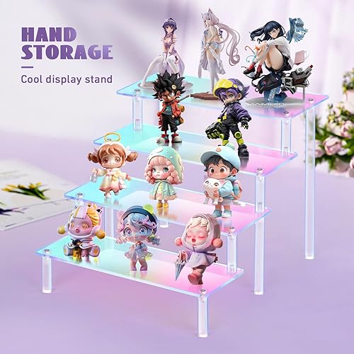 Miniatura 10 de RICIPUSO Soporte de exhibición acrílico elevadores de exhibición transparentes de 3 niveles para figuras Funko POP soporte para cupcakes de 9