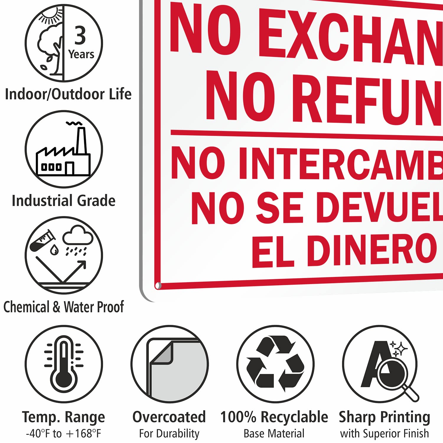 Amazon.com : SmartSign No Exchange, No Refund Bilingual Store