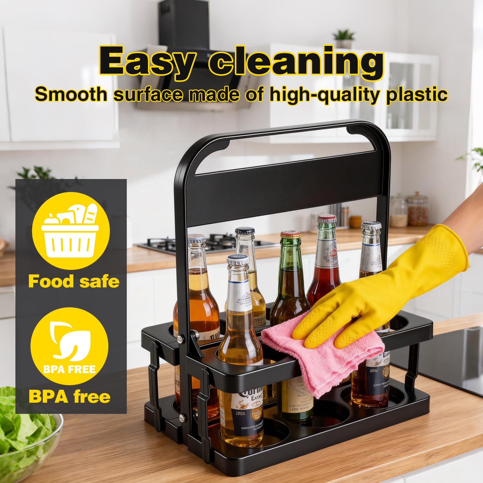 2 portabottiglie per 12 bottiglie – Tenuta stabile, cestino per bevande, in plastica, impilabile per cucina, cestino per bevande