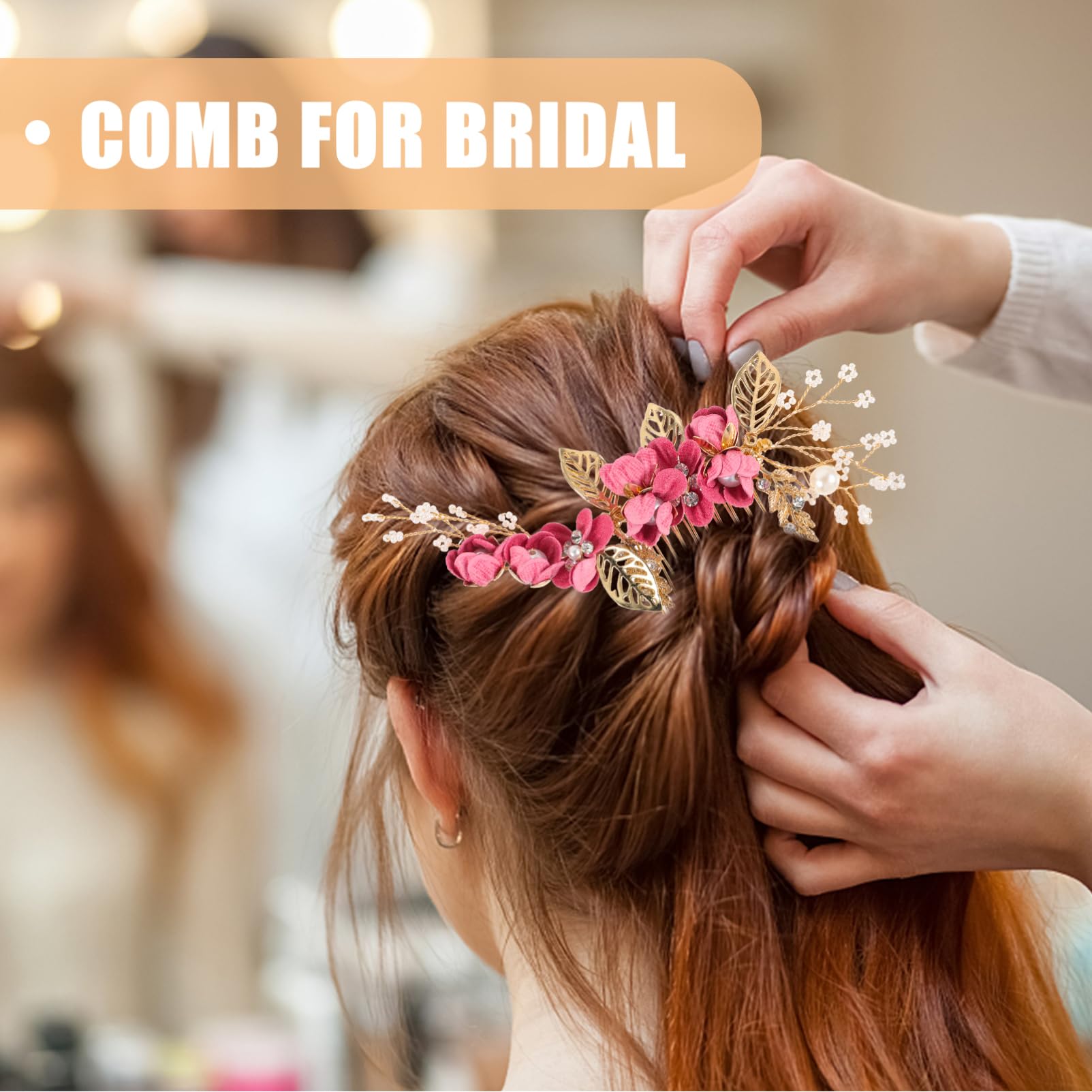 Juego de 4 Peinetas de Novia Flores y Decoración de Pedrería, Aleación, para Boda y Aniversario, Accesorio Delicado Cabello