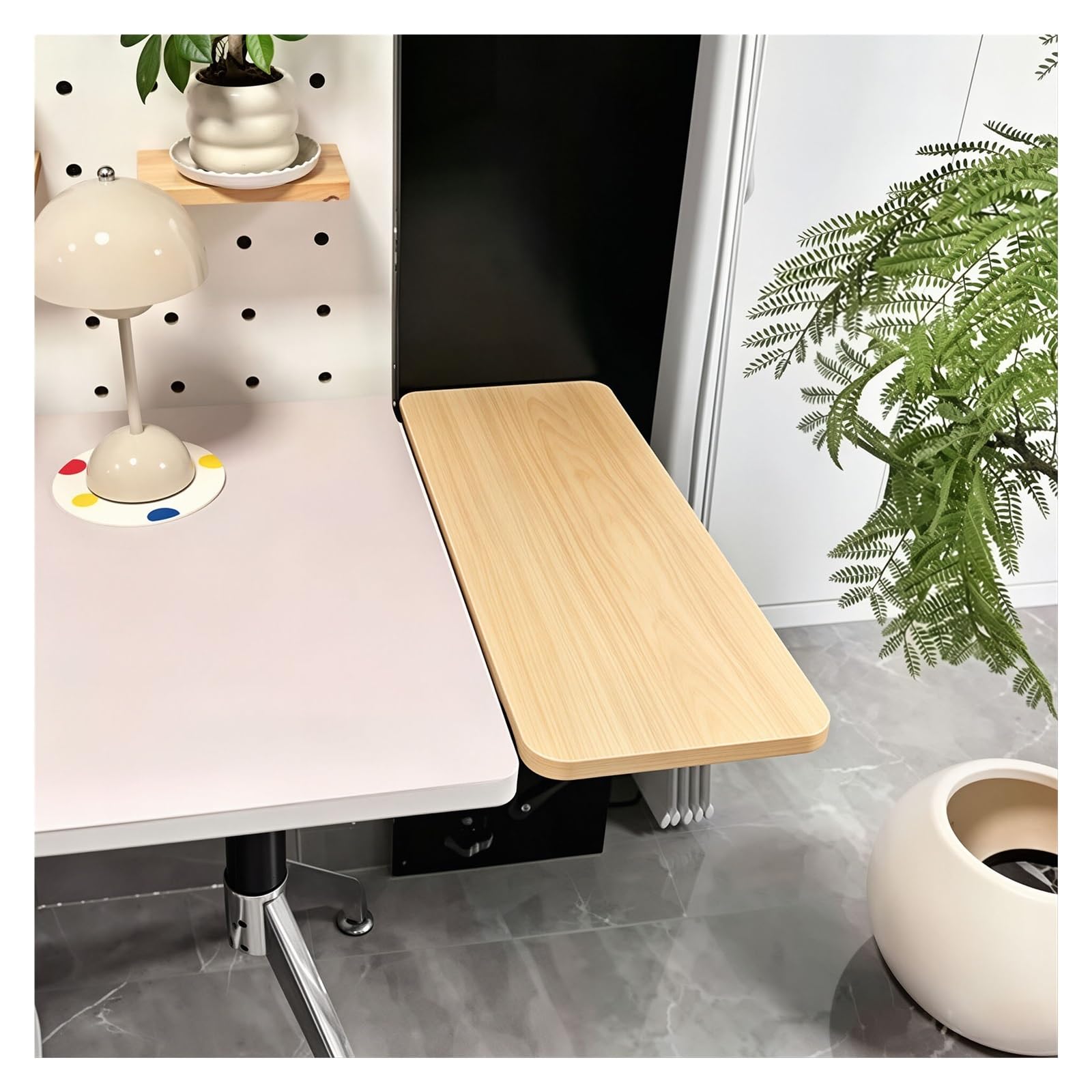 Wahhwf Wood Desk Extender, Foldable Clamp-On Shelf W/Metal Brackets