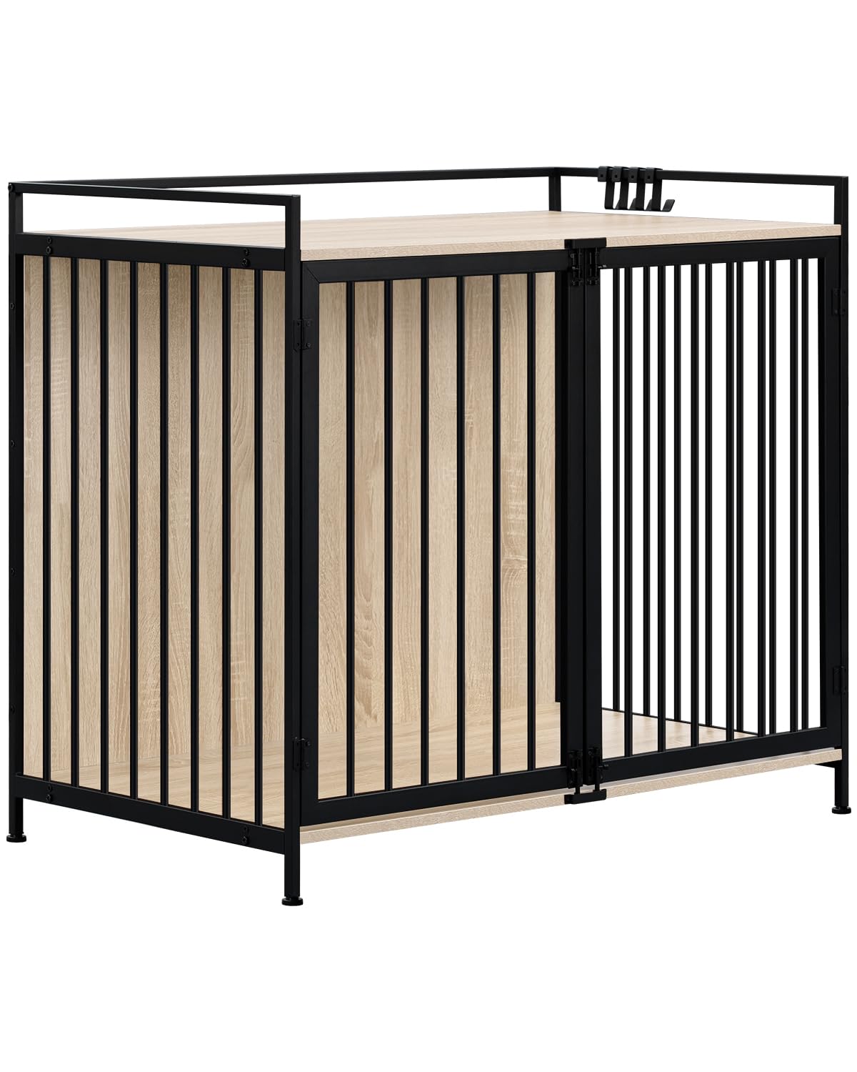EUGAD Jaula de Perro, Jaula Perros con 2 Puertas, Caseta de Perros Grandes Medianos y Pequeños, Barras de Metal Resistentes, 104x92x60 cm, Mesa Auxiliar Salon, Estilo Vintage, Roble Claro, 0352GL