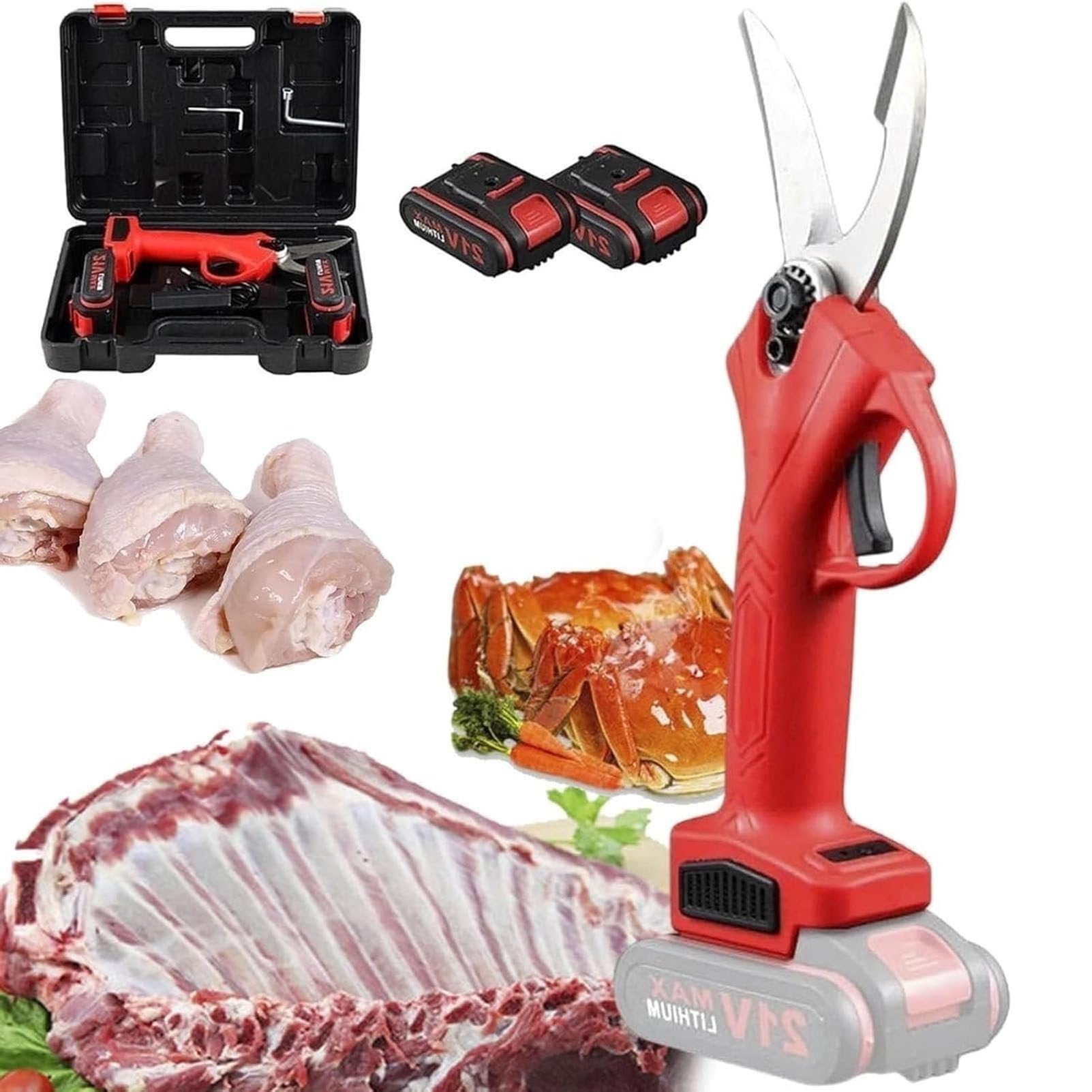 GYKOZY Cordless Electric Kitchen Scissors Rechargeable Bone Shears Poultry Shears with Safety Lock for Meat Vegetables