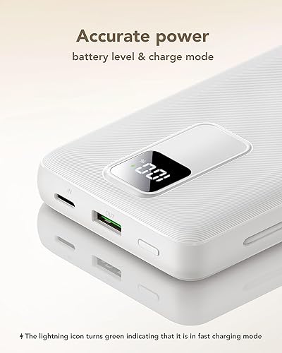 Miniatura 8 de charmast Cargador portátil de 20000 mAh con cables integrados y enchufe de pared, cargador de batería USB C de 20 W, batería de carga rápida,
