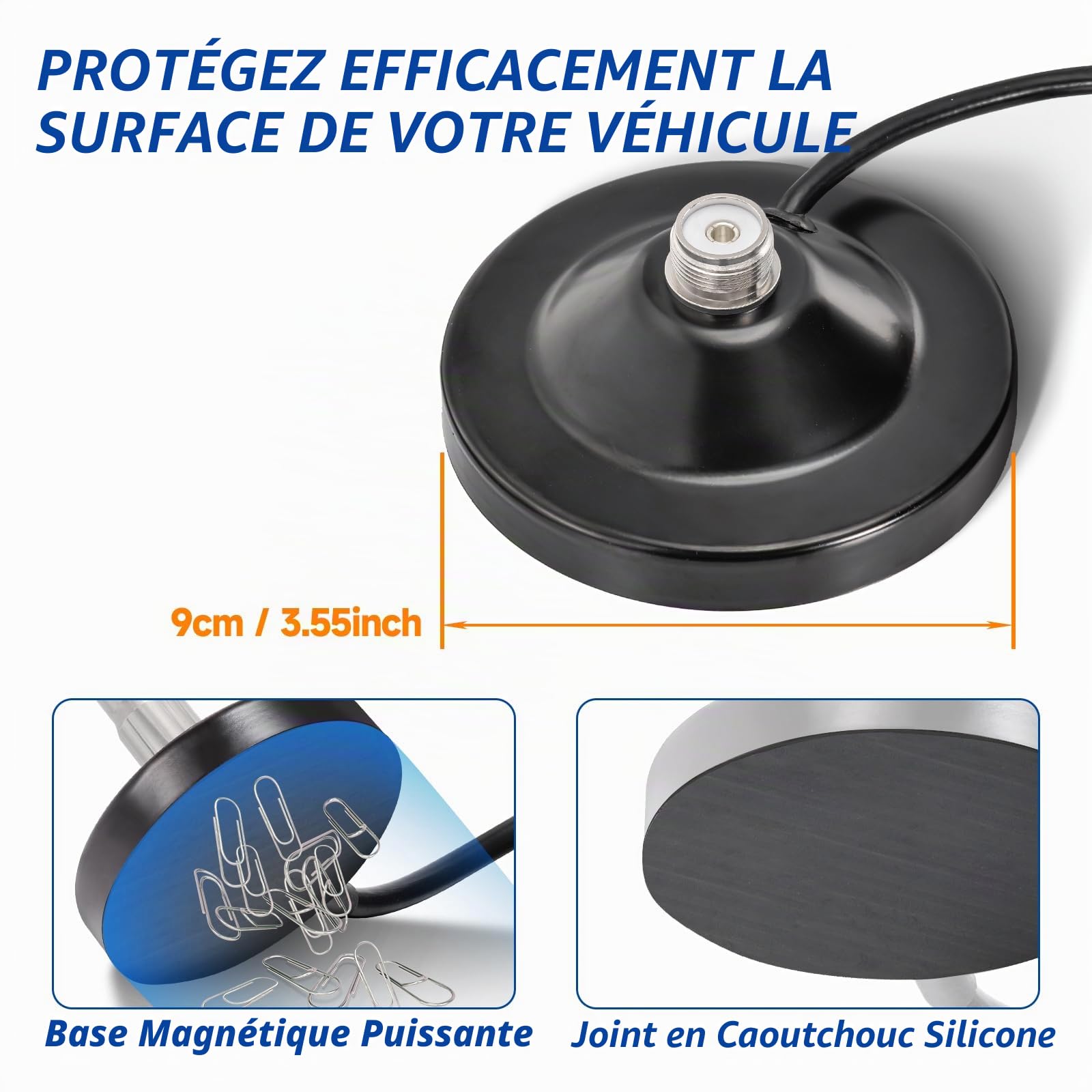 Bingfu Antenne VHF UHF Vehicule Camion Mâle PL259 avec Kit de Plan de Masse