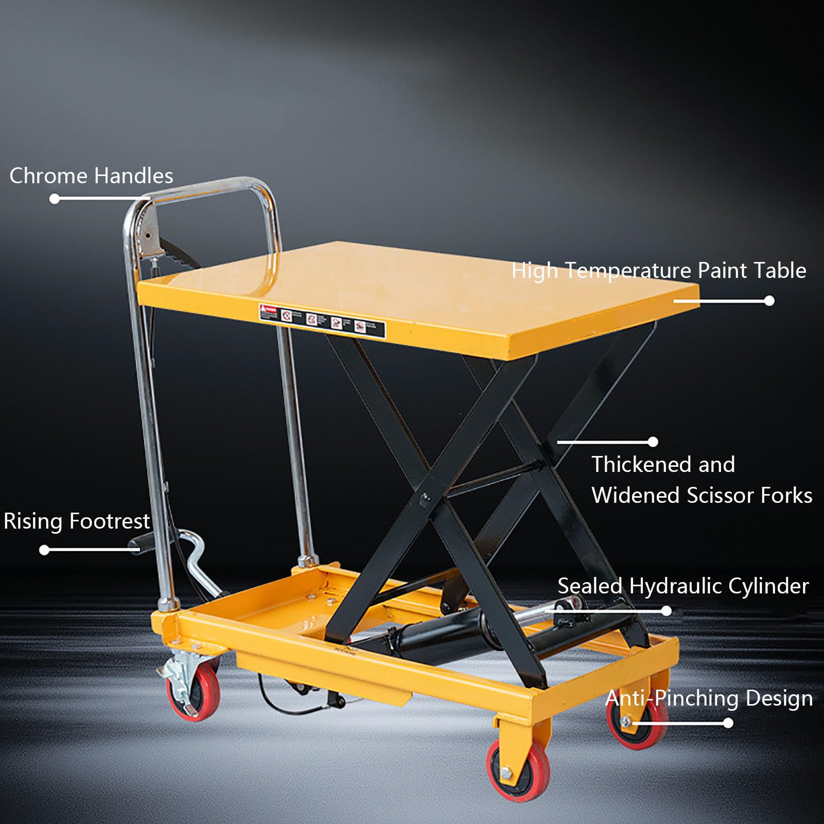 Hubwagen, Scherenhubwagen Hydraulisch, Hydraulischer Hubtischwagen, Mobile Hebebühne, Portable Car Lift, für Werkstatt, Lager, Produktion,200kg