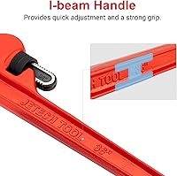 Vista 10 de Jetech 12-inch Heavy Duty Straight Pipe Wrench, Adjustable Aluminum Plumber with Floating Hook Jaw and I-Beam Handle, Red