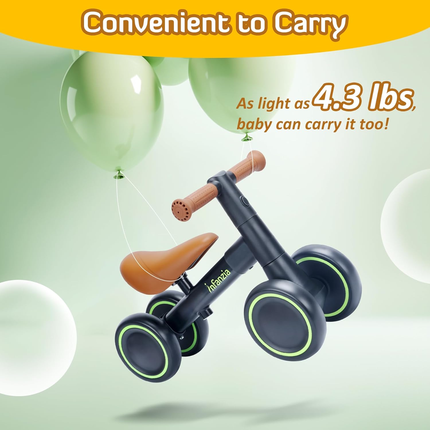 INFANZIA Baby Balance Bike for 12-36 Month Boys Girls, 1 Year Old Toddler First Bike No Pedal with Adjustable Seat, Infant 4 Wheels Bicycle Ride On Toys Kids First Birthday Gifts | 1 Year Old, Toddler First Bike, with Adjustable Seat, Infant, Bicycle, Ride On Toys