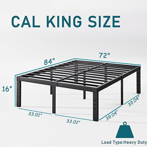 Miniatura 43 de Marco de cama Queen de 18 pulgadas de alto, no necesita somier, plataforma de metal resistente, tamaño Queen para personas pesadas, fácil montaje,