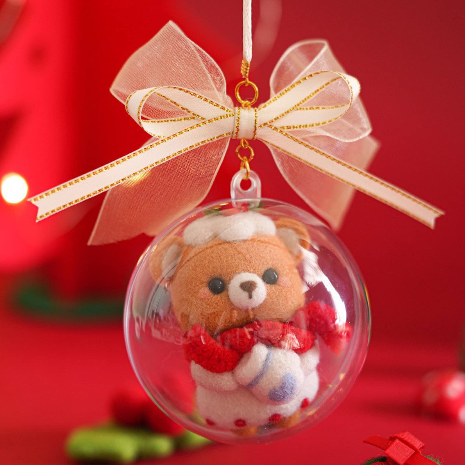 Bolas de Navidad Transparentes de Plástico 8cm, 20 Piezas con Cordón de 10M, Rellenables DIY para Decoración