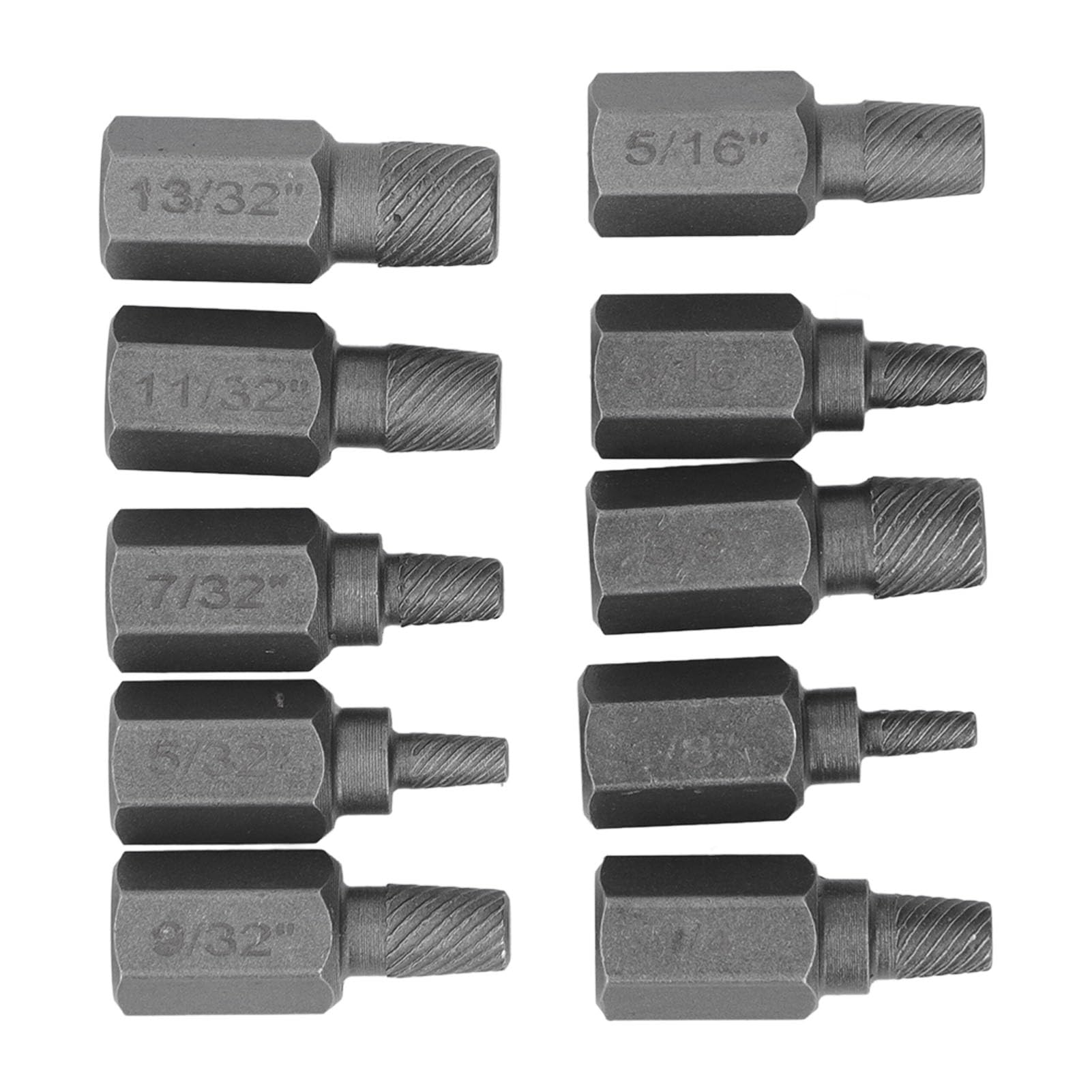 Juego de 10 extractores de Tornillos Pelados, Herramienta para Quitar Tuercas y Pernos de Acero, Perno dañado de 1/4 a 9/32 Pulgadas para Quitar Tuercas y Pernos dañados