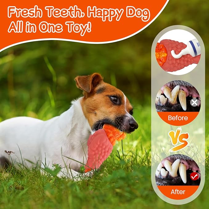 WinTour Tough Dog Toys for Aggressive Chewers, Dog Chew Toys for Large Dogs, Turkey Indestructible Squeaky Dogs Toy to Keep Them Busy