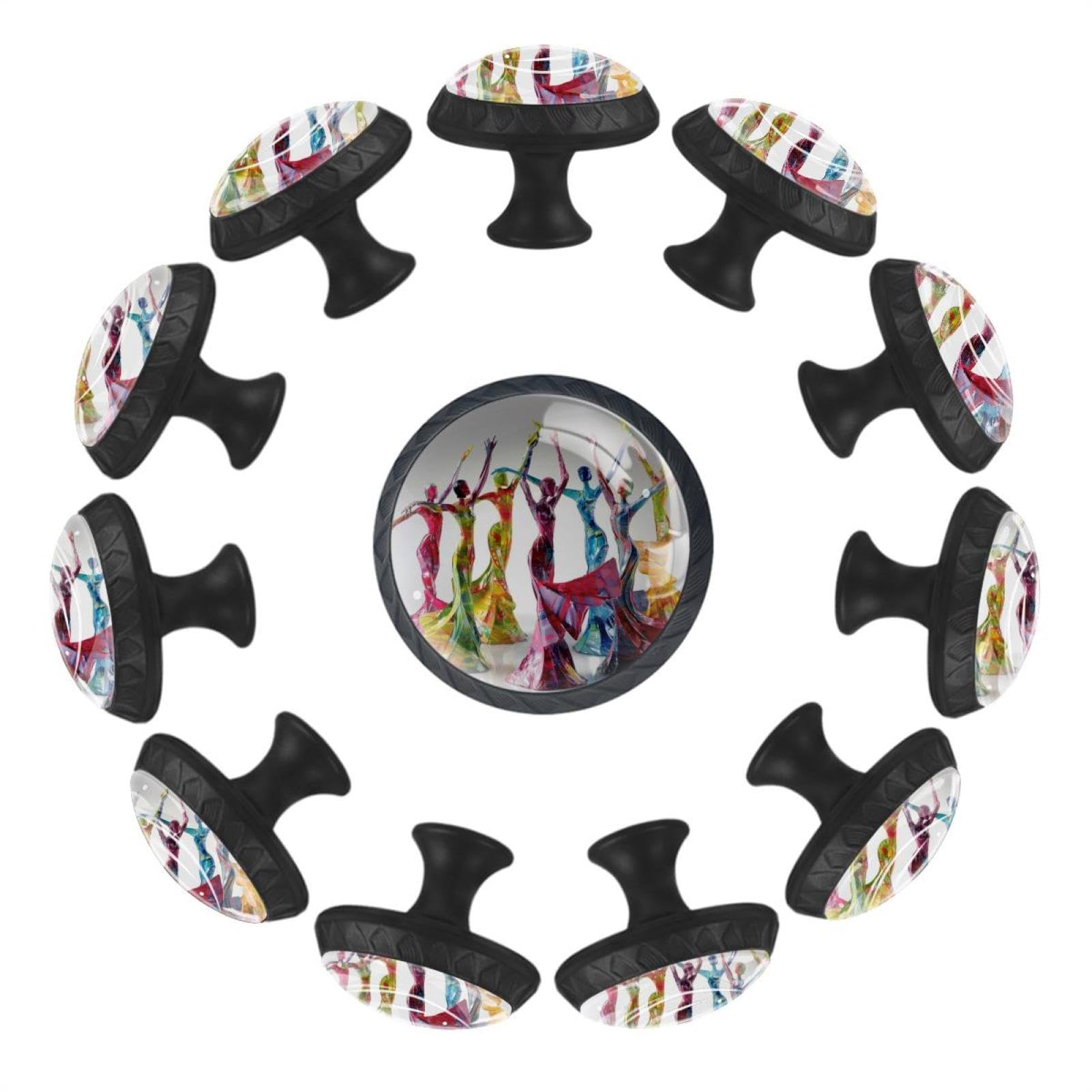 Boutons de tiroir ronds en cristal transparent coloré pour meuble (lot de 12)