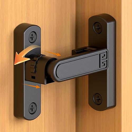 Cerradura de puerta de granero, pestillo de puerta de 90180 grados, diferencia de altura de bloqueo ajustable de 0.000-0.276 in, pestillo de puerta