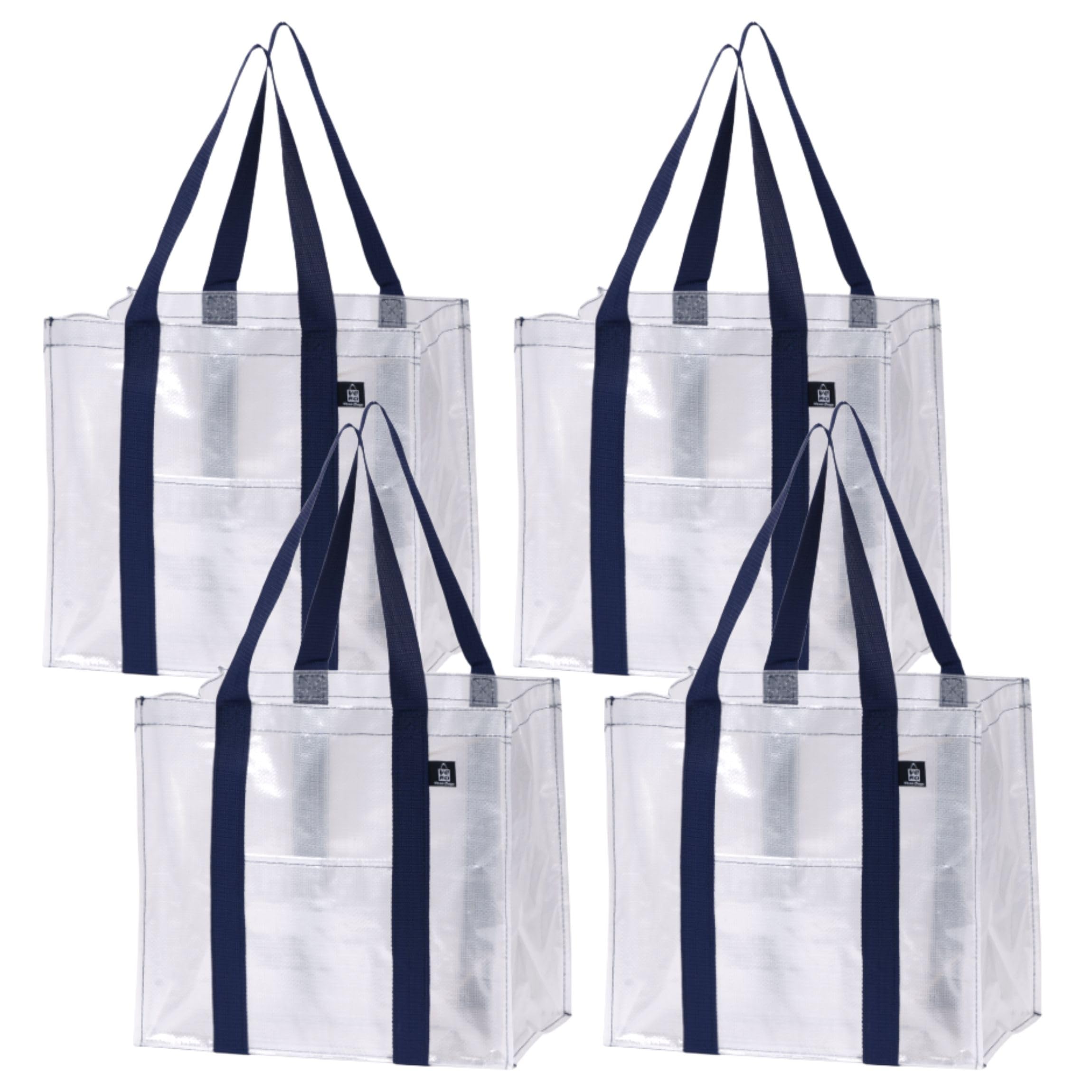 VENO 4 Pack Reusable Grocery Bags, Heavy-Duty Shopping Bags with Handles, Bags for Shopping Cart with Hard Bottom to Stand Upright, Foldable,