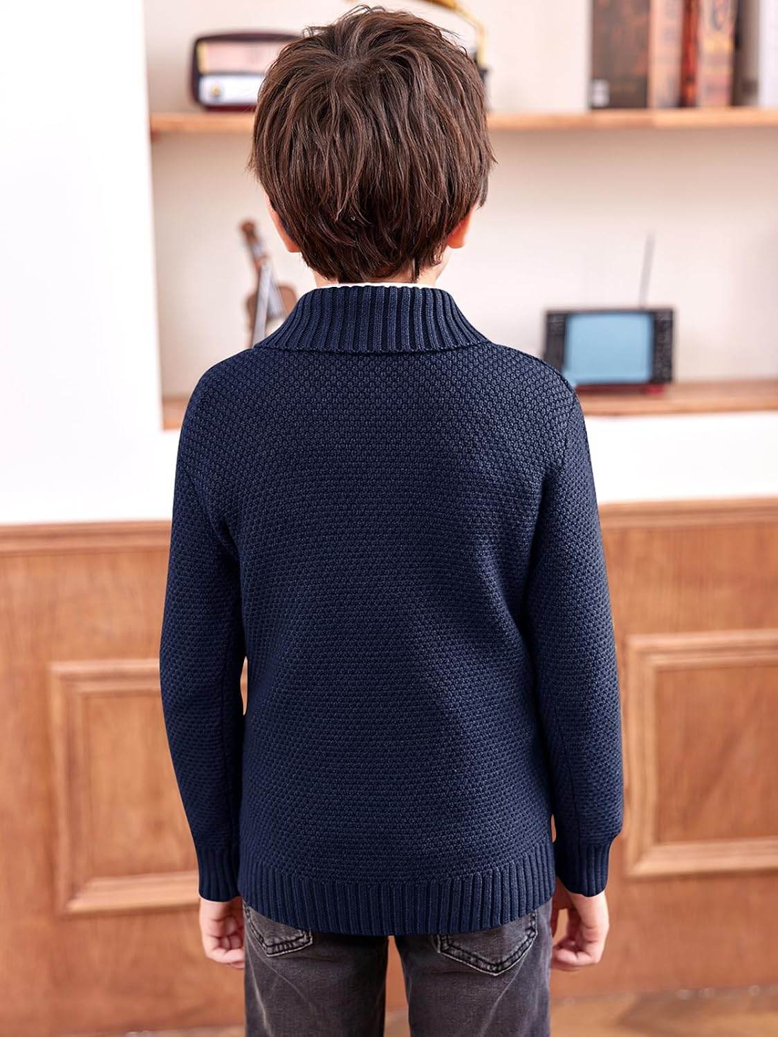 Makkrom Toddler Pullover Sweaters Shawl Collar Cable Knit Sweaters Long Sleeve Warm Outwear Spring Fall Winter
