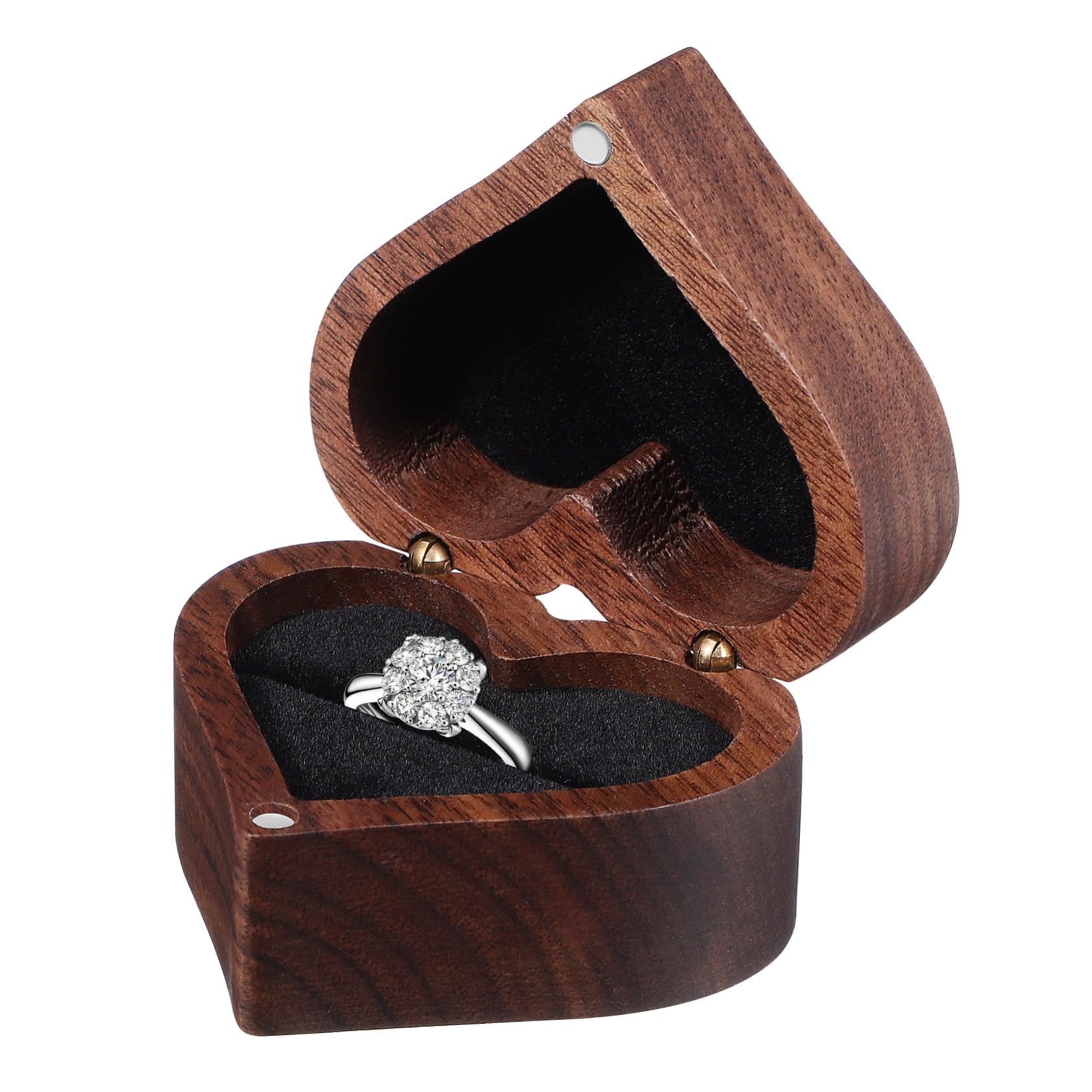 BESPORTBLE Boîte De 4 Pièces porte-alliances en forme de Mariage heureux à bijoux cœurs couple cas de bague de mariée étui à bague matériel en bois