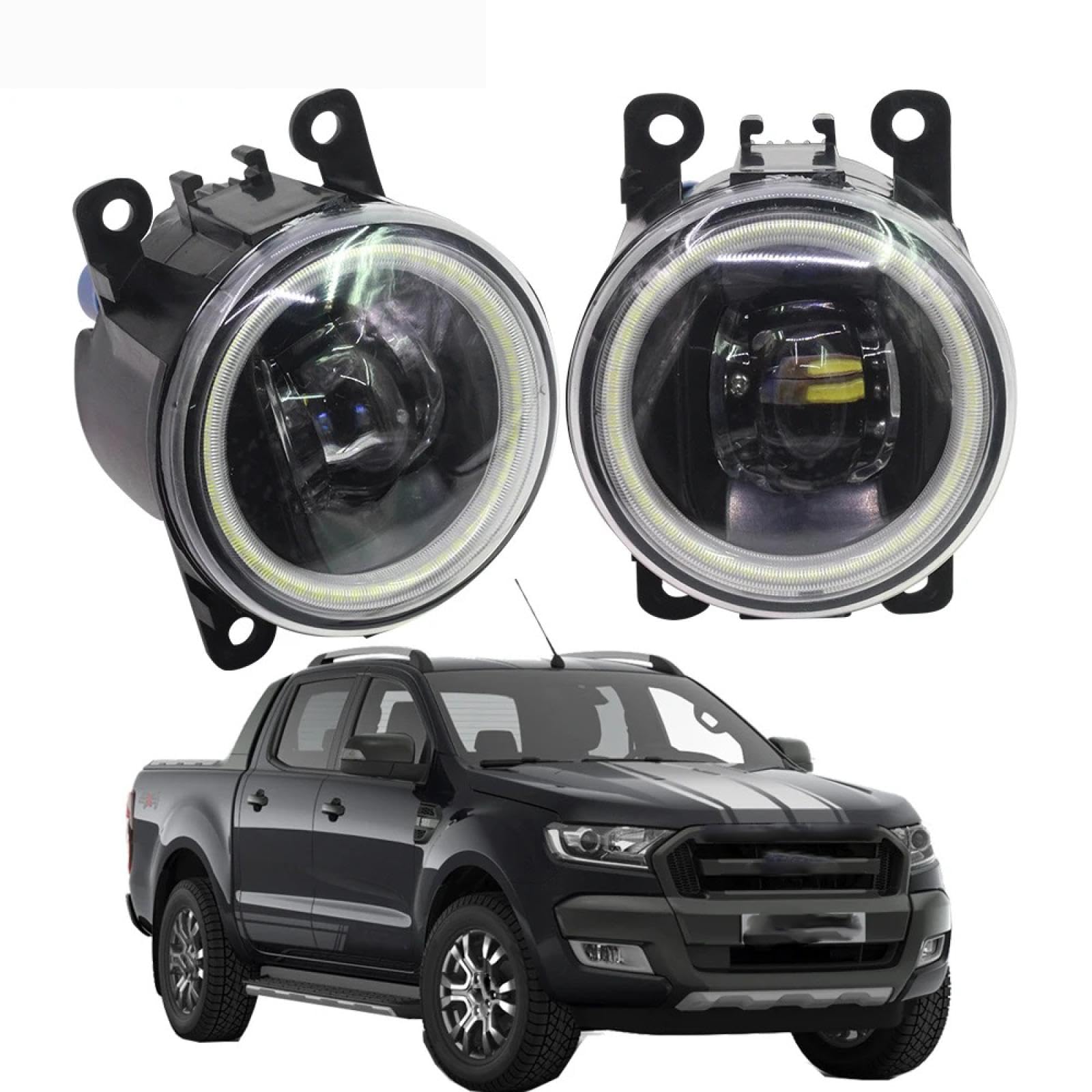 Mistlampen 2 szt. Żarówka samochodowa LED H11 Światła przeciwmgielne + Światła do jazdy dziennej DRL Angel Eye 12V Dla Ranger 2005-2015