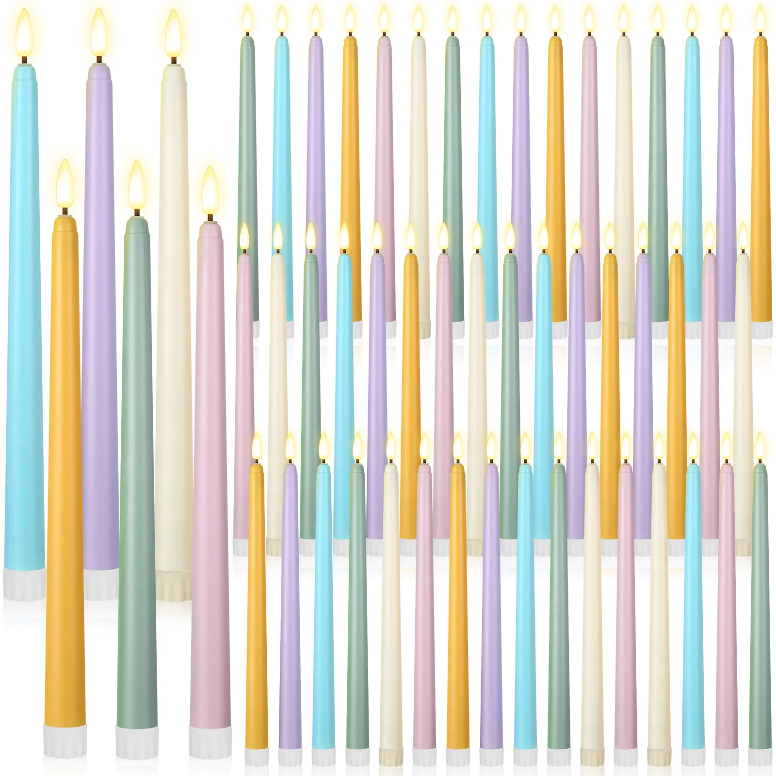 Handepo 48 Pack Flameless LED Taper Candles Battery Operated, Light Colors