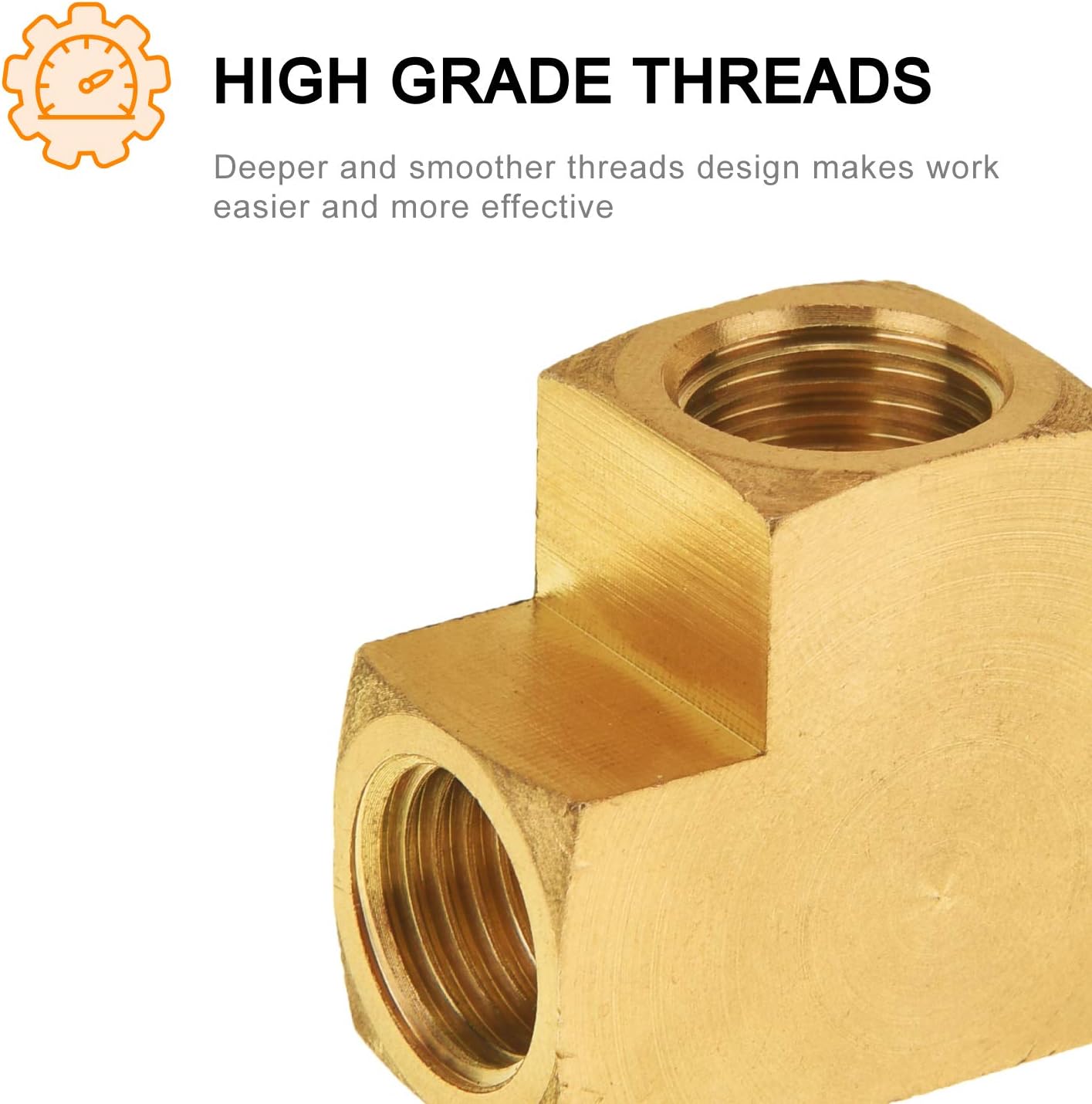 SUNGATOR Brass Pipe Fitting Kit, 1/4'' Barbed Air Hose Fitting, 1/4" NPT x 3/8" Hose Barb Adapter, 90 Degree 1/4'' Female NPT Barstock Tee (2 Pcs Each), Brass Air Hose Repair Connectors
