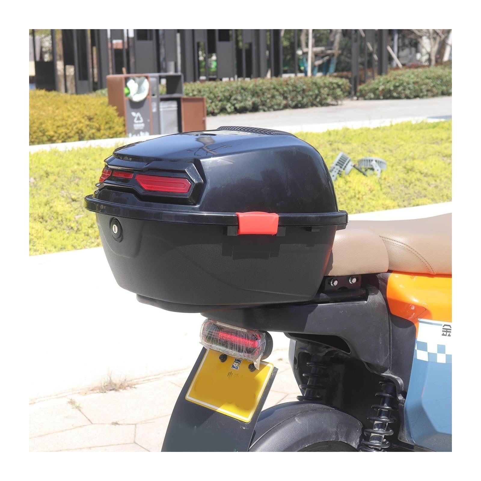 Top Case Moto Universal para Motocicleta, Baúl Trasero Diario para Motocicleta, para Guardar Cascos, Estuche Rígido De Plástico Resistente Al Agua con Cerradura(Red)