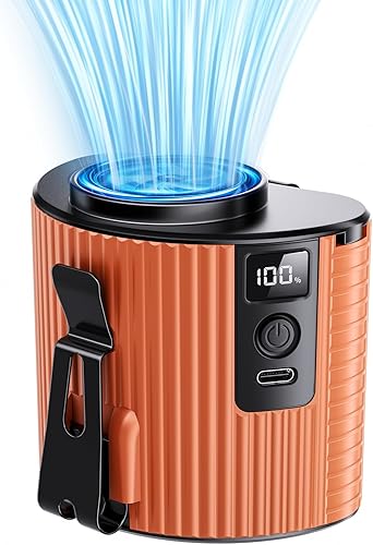 Miniatura 8 de Ventilador portátil, ventilador de cintura recargable, mini ventilador de cinturón de flujo de aire fuerte de 11000 RPM, 5 velocidades, ventiladores
