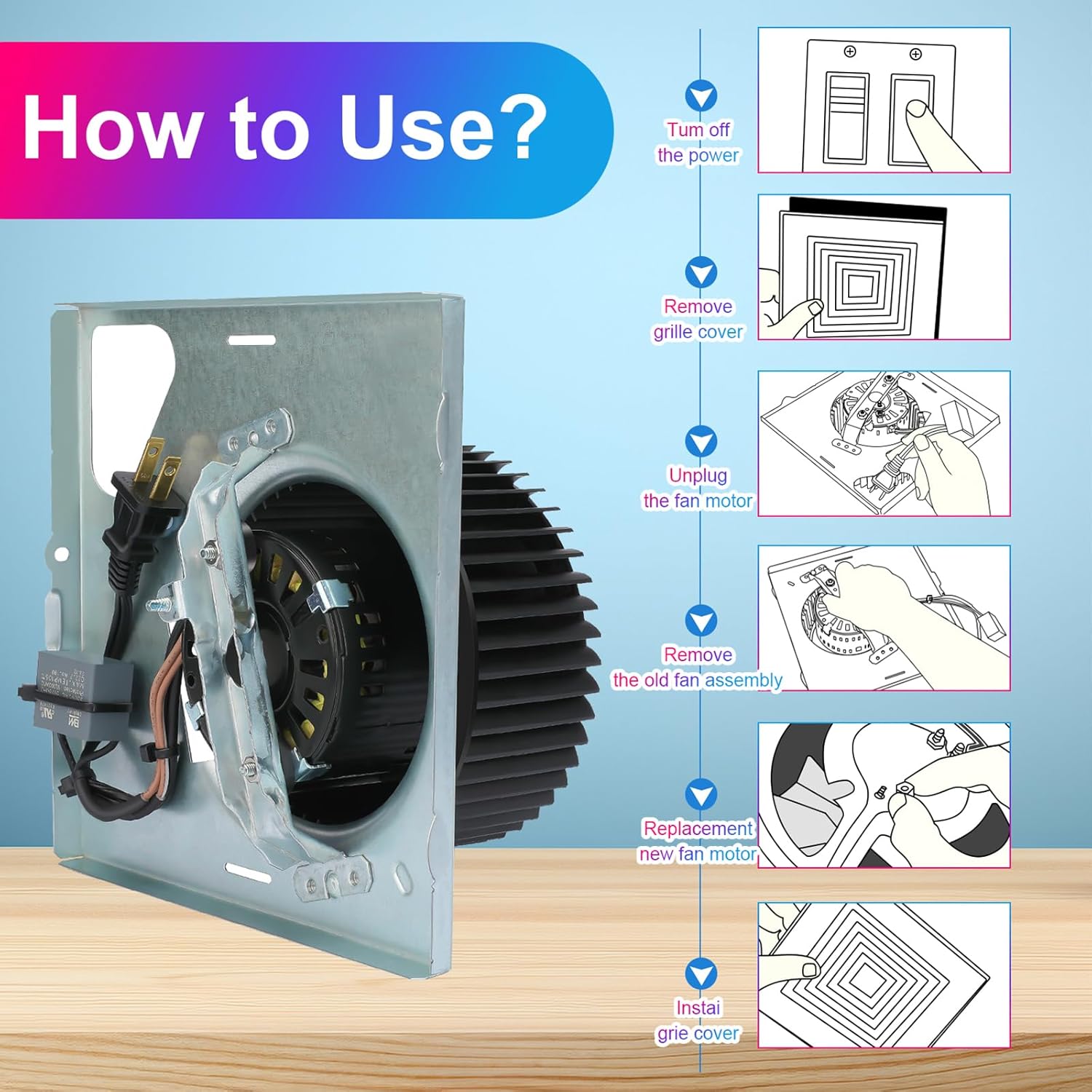 S97015162 for Broan Motor Assembly Replacement - Compatible with NuTone HD80L 678-G 679-E 679L 763 763N 763NC 679FL-C FL2679F-A 679FLT 50NT ED50L-D HD50RDF HD50RDB DX50L Series Bathroom Exhaust Fan