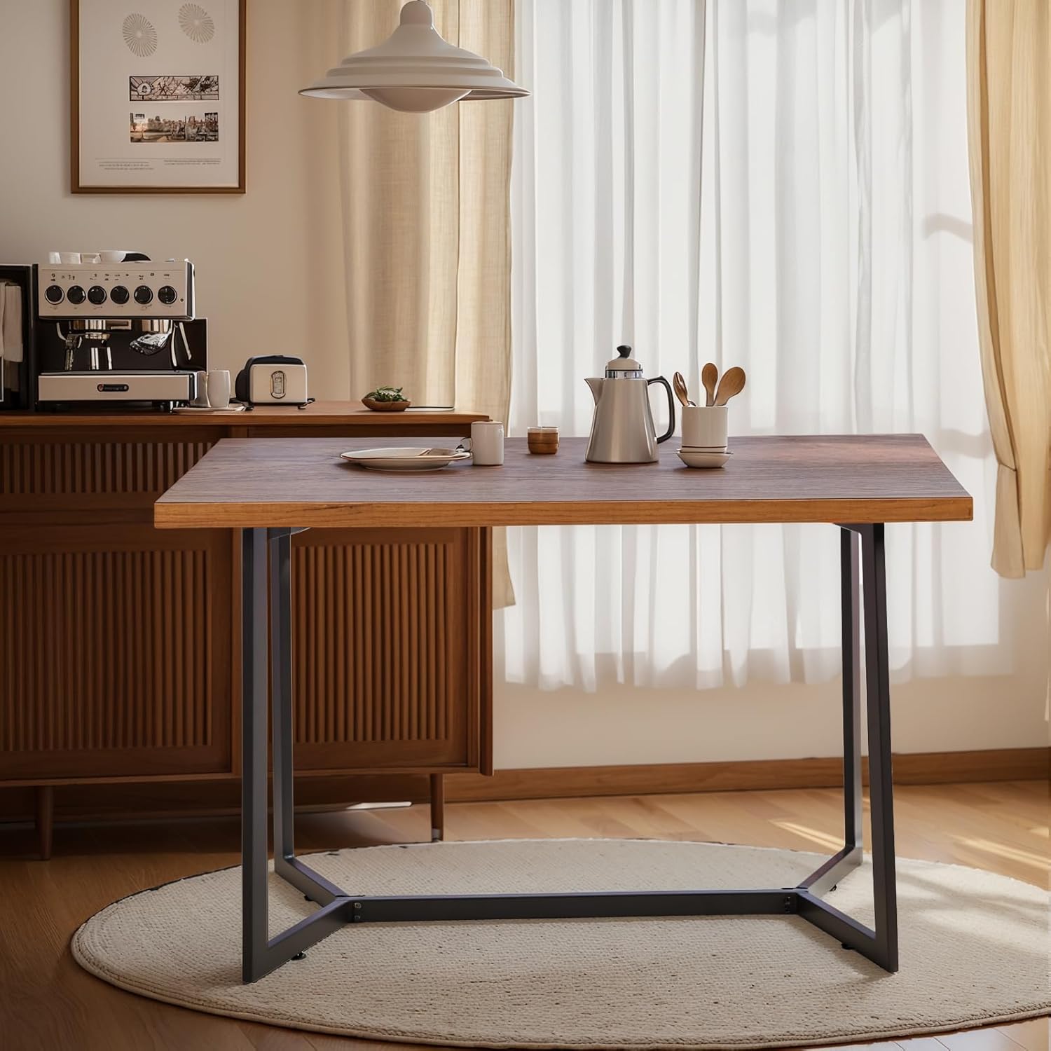 Diwhy DIY Industrial Design Home Office Desk Laptop Table Wood and Metal Frame Rectangular Dining Table homeoffice Desk Breakfast Casual Table 47.2" × 23.6"