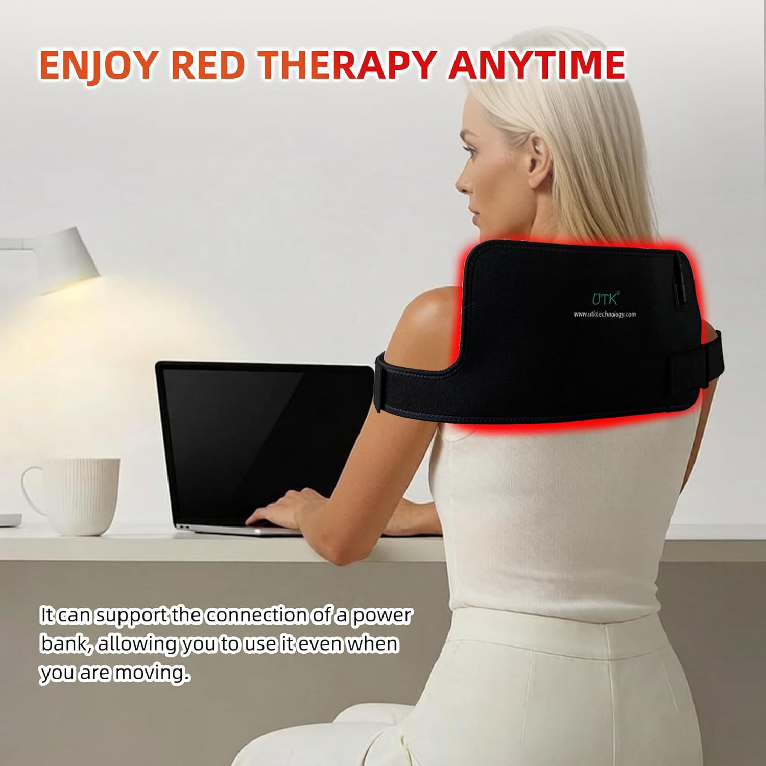 UTK Red & Blue Light Therapy Pad for Body, 3-in-1 LED Bead Light Therapy Belt with Timer Remote Control, 470nm Blue Light & 660nm Red Light & 850nm Infrared Light Therapy for Back Waist Shoulder Joint