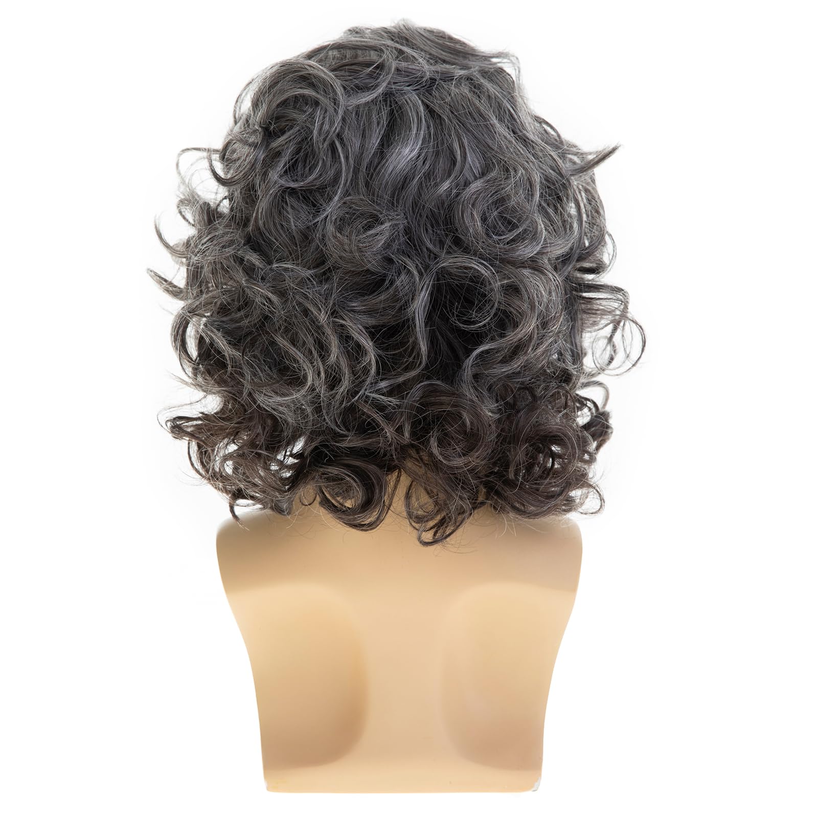 Dsimeig Mens Short Curly Wavy Wig Mixed Grey Fluffy Cosplay Costume Hair, GreyWhite, 9 pollici x 2 pollici - Image 4