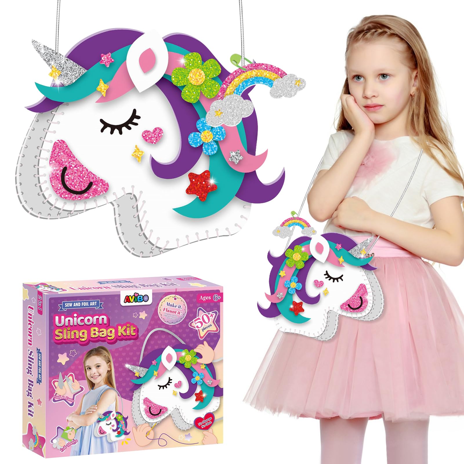 Buddy & Barney Filz-Nähset Einhörner – Mit Plastiknadel, Vorgebohrten Löchern, Für Kinder, 2 Sets Im Pack