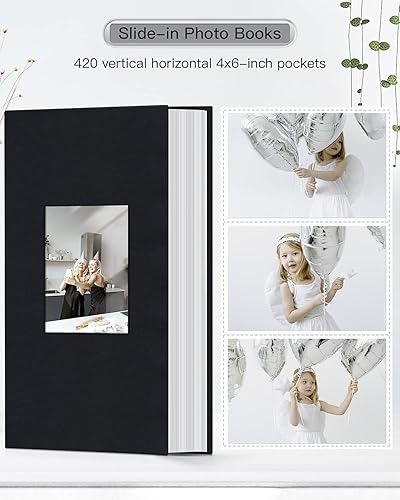 Vista 68 de popotop Álbum de fotos de 4 x 6 – 100 fotos libros con 100 bolsillos verticales, álbumes de cubierta de lino para familia, boda, aniversario, fotos