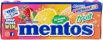 MENTOS - Soft Mints - Crisp Outer Shell and Soft Centre - Fruit Flavour - 40 Rolls