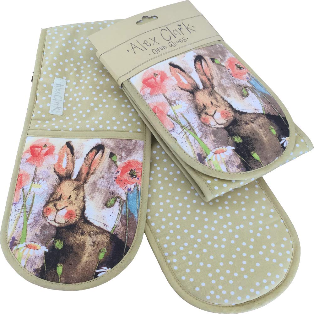 Alex Clark Multicolour Hare And Poppies Double Oven Gloves - Baking - Cooking