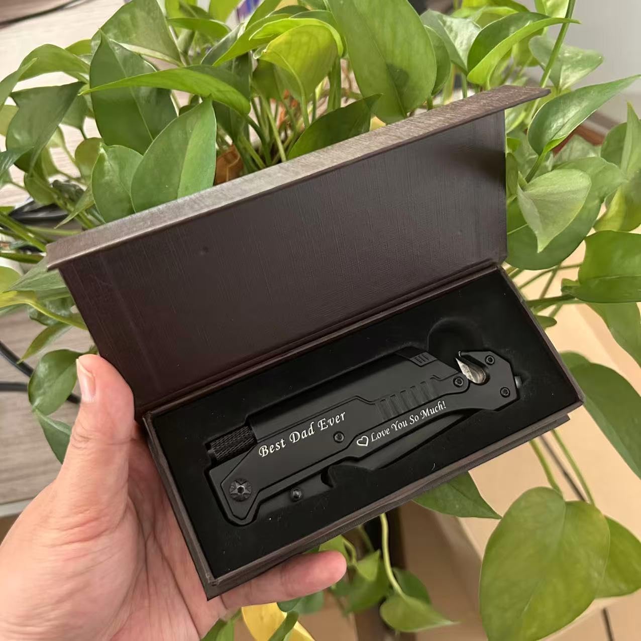 Mothers Day Fathers Day Gift - Personalized Custom Engraving Gifts for Him Her, 6-in-1 Multifunctional Folding Pocket Knives with LED Light, Seatbelt Cutter, Glass Breaker, Magnesium Fire Starter, Bottle Opener