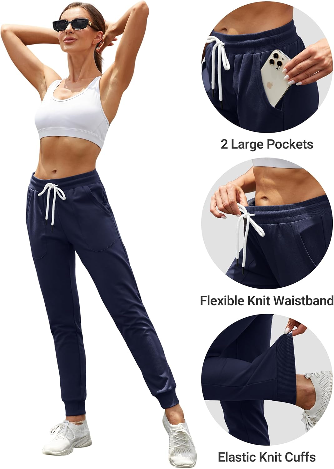 SPECIALMAGIC Women's Cotton Sweatpants with Pockets Athletic Drawstring Joggers Casual Sweat Pants - Image 4