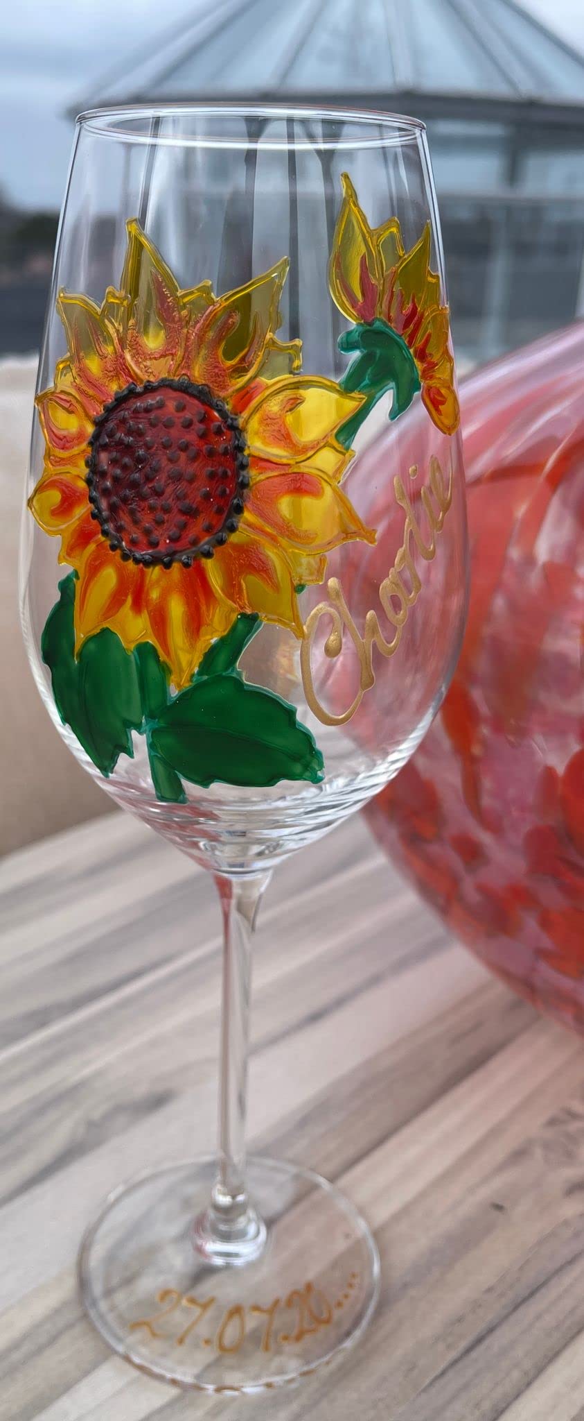 Dreamair Personalised Sunflower Wine Glass