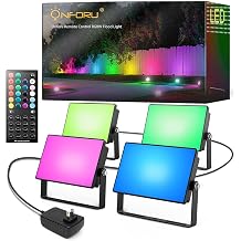 Onforu RGBW Flood Lights Outdoor with Remote, 4 Units in 1 Cord, Plug in