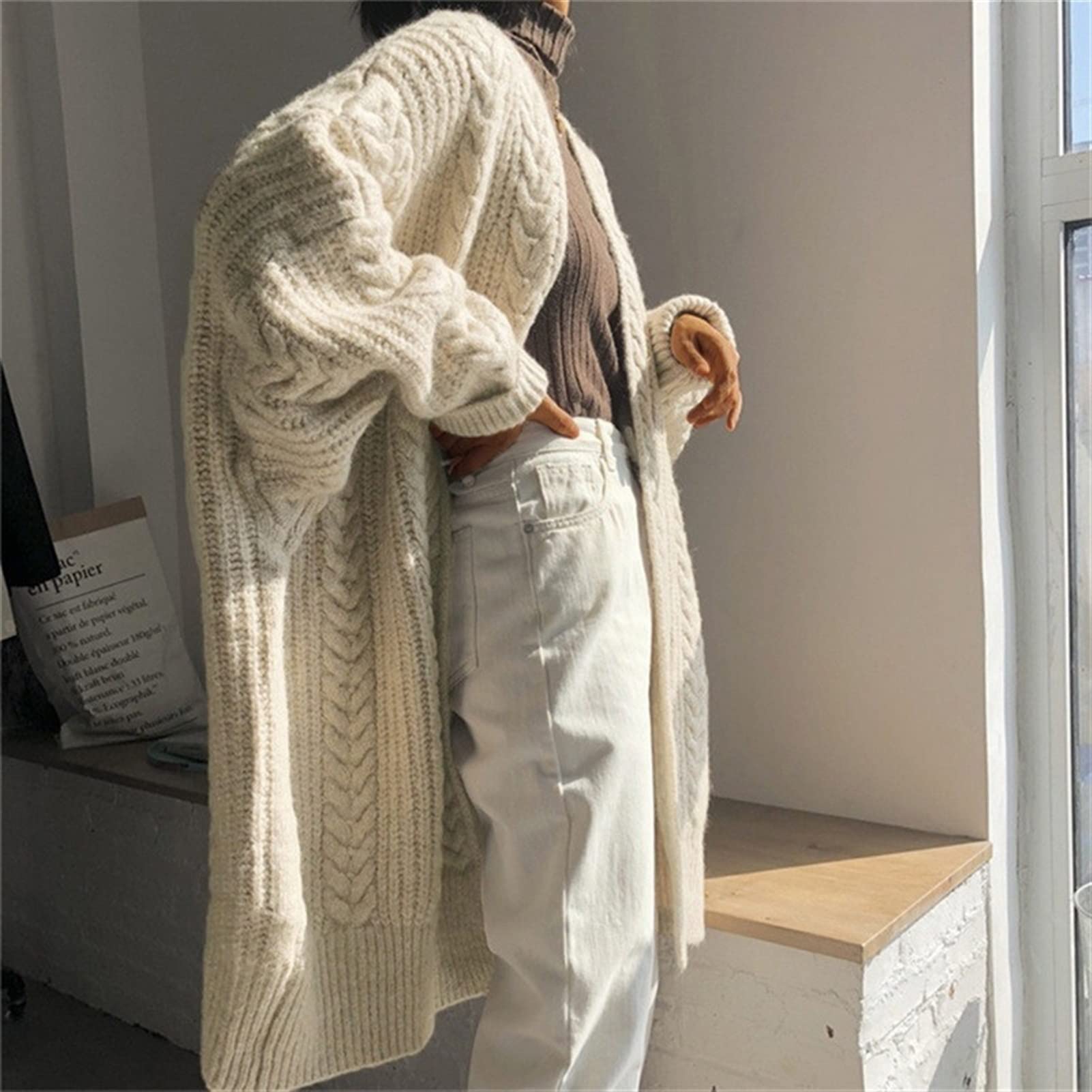 Nowy Casual Długi Sweter Z Dzianiny Topy Damskie Luźny Sweter W Stylu Vintage Solidny Sweter Oversize Modne Ciuchy Sweater