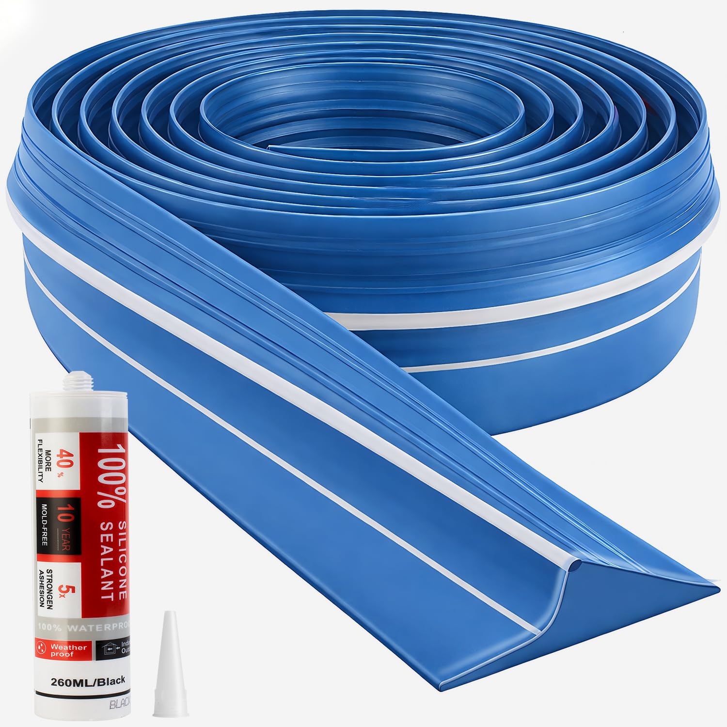 Jin&amp;Bao Blue Garage Door Threshold Seal 10FT Rubber Strip &amp; 1 Adhesive