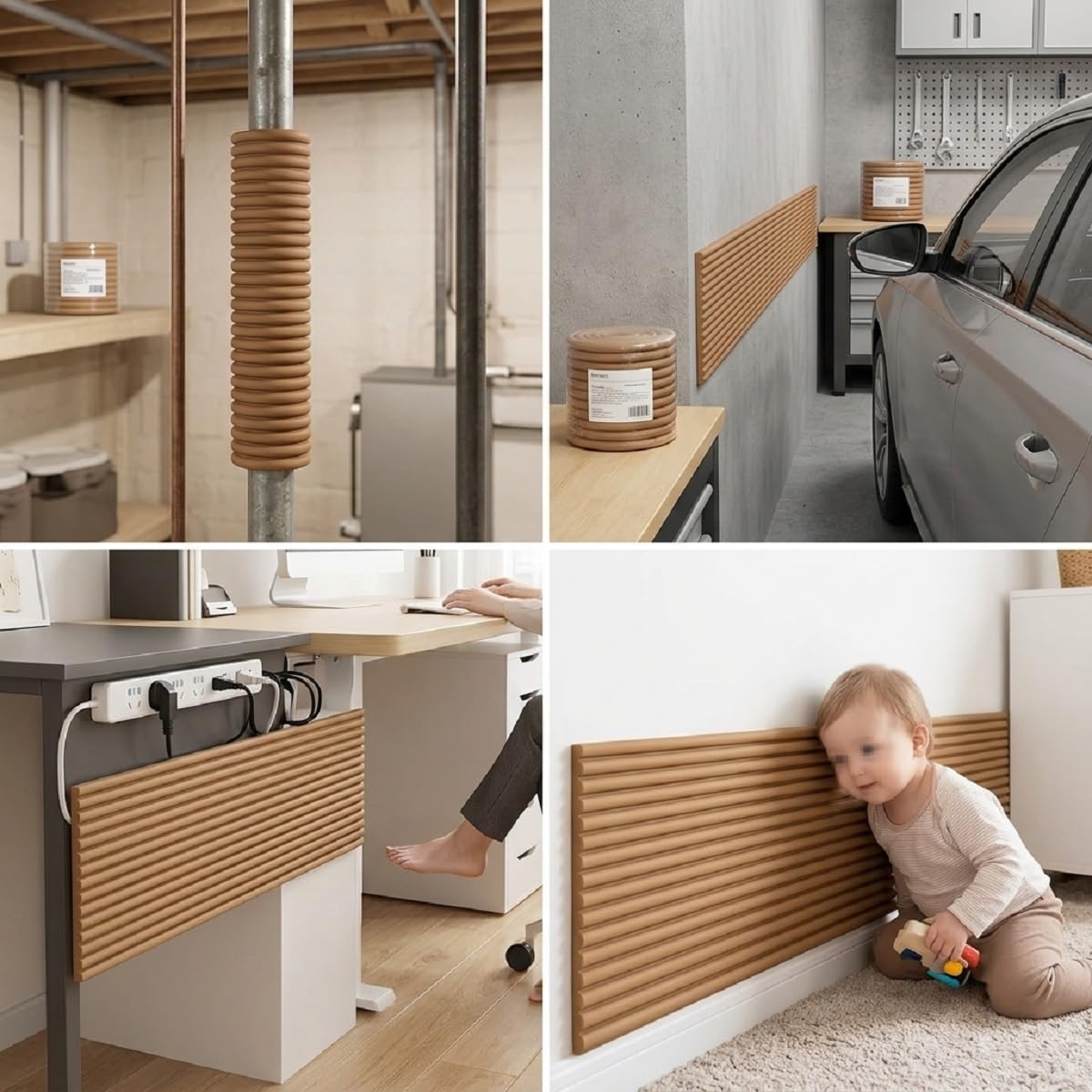 Babysicheres Kaminschutzgitter, extra breites Kissen für Kindersicherheit und Kantenschutz(Wood,200 * 20cm)