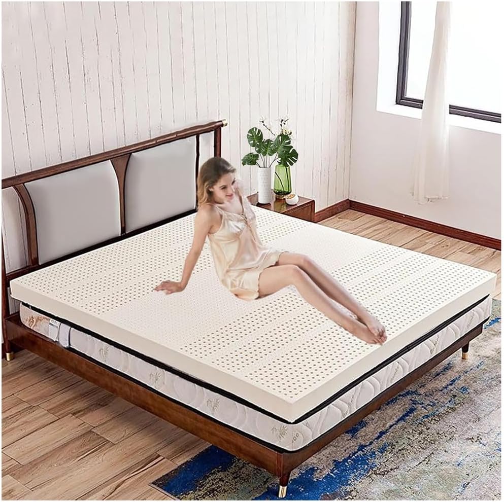 Natural Latex Mattress - Single & Double Sizes, 7.5/10 cm Thickness, Includes Inner Cover, 150x190 cm (59x75 in), Ideal for Bedroom Comfort & Support