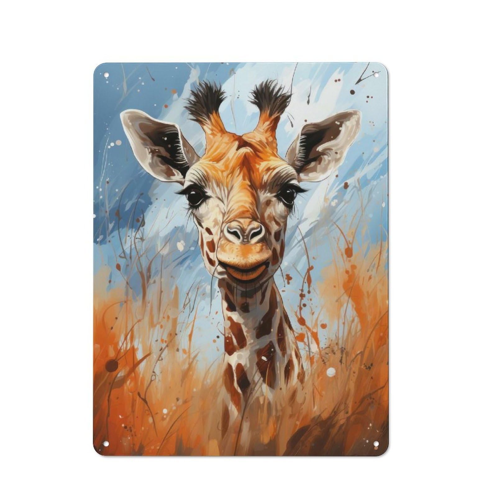 Vintage Giraffe Portrait Tin Sign 40x30cm, Shed Wall Plaque for Garage, Workshop, Shed Or Utility Room