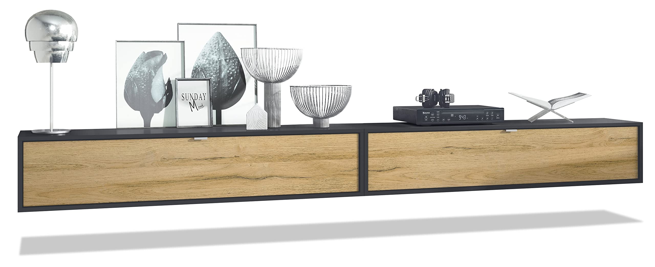 scaffale tv murale matt black natura oak diversi colori